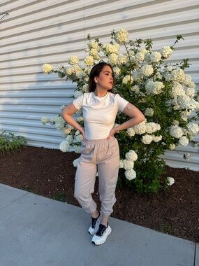 Beige Lounge Fit Sweatpants